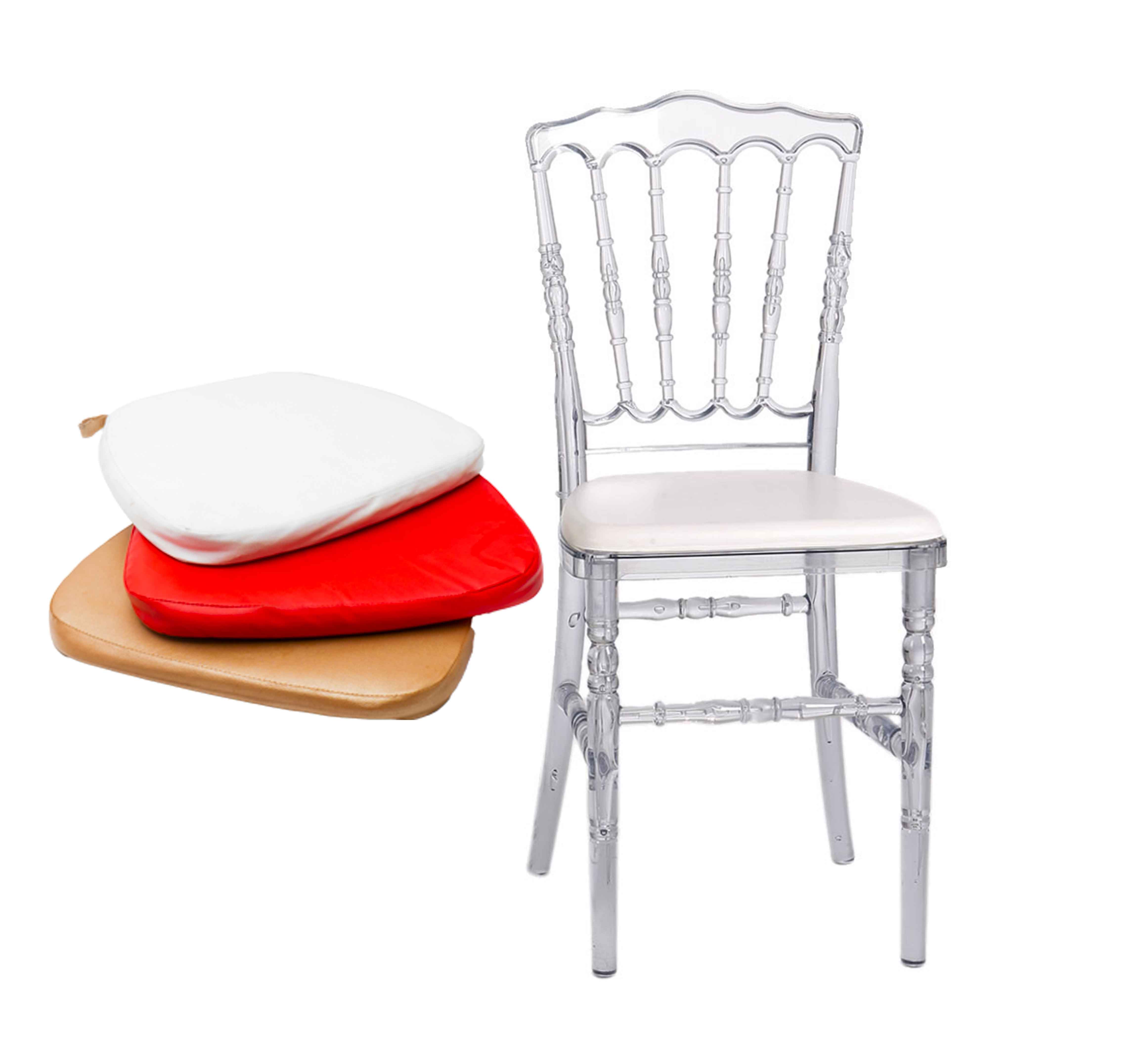CHAISE NAPOLEON TRANSPARENT avec HOUSSE BLANCHE/ROUGE