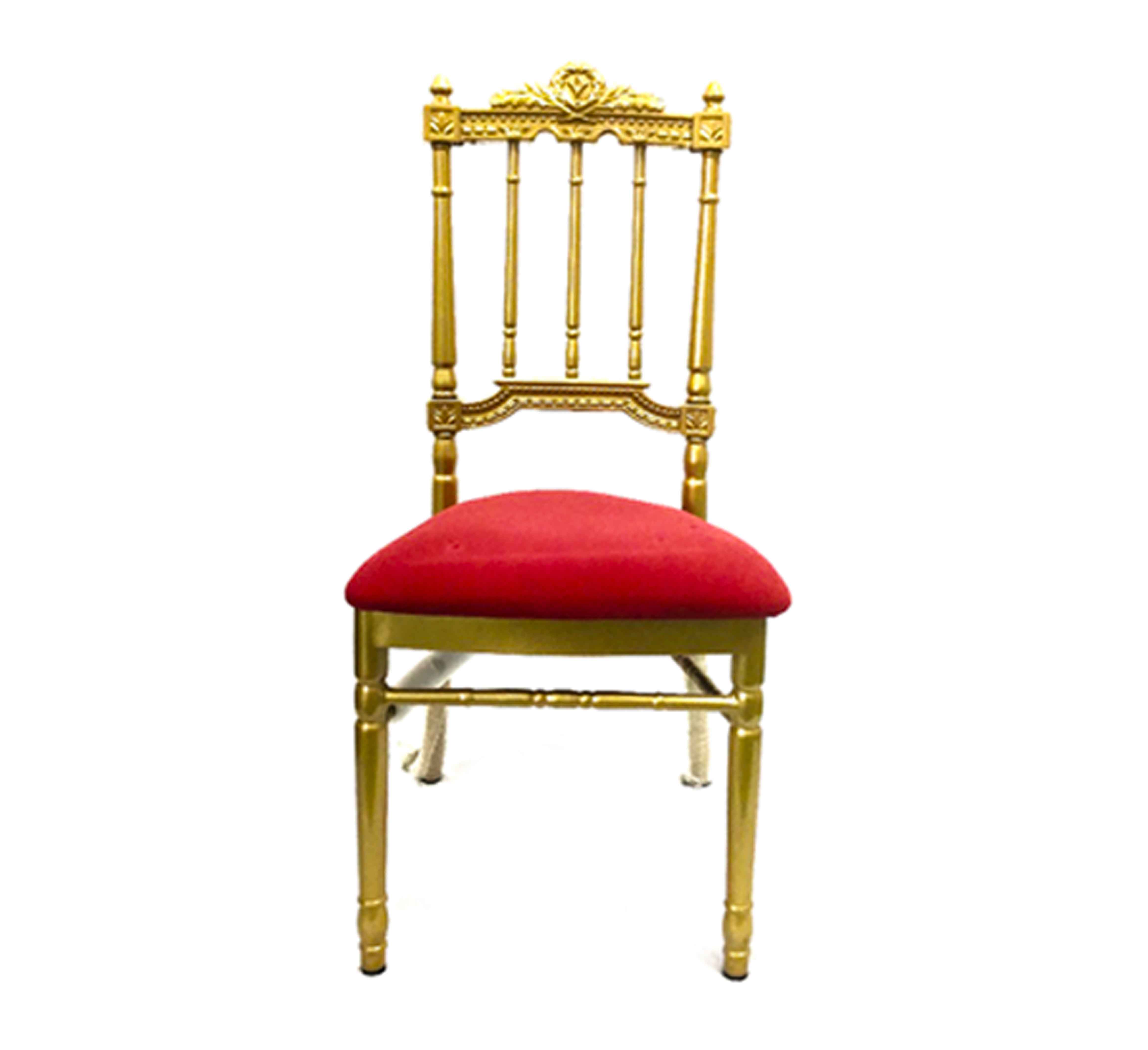 CHAISE NAPOLEON PREMIUM EN ALU DORE AVEC HOUSSE ROUGE