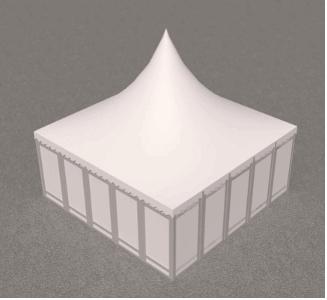 Pagode 36m² PVC Blanc Vitrage + Porte Alu  (6m/6m)