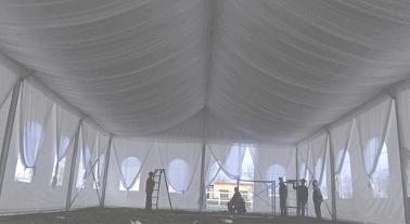 Doublure et rideau pour tente à ossature en 15 x 20m