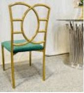 Chaise pour adulte Matériau: acier inoxydable doré + coussin en velours vert